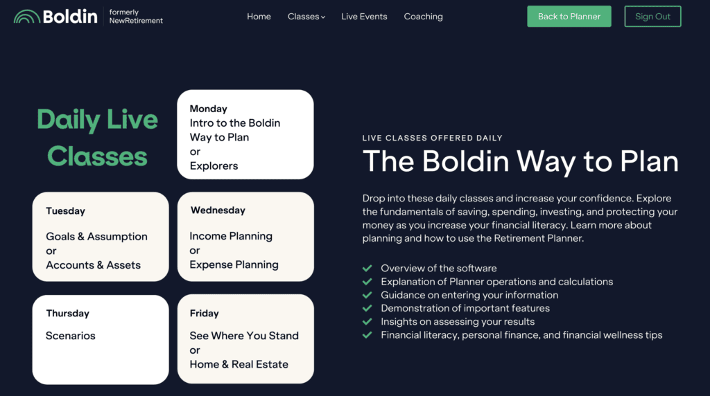 Boldin Live classes