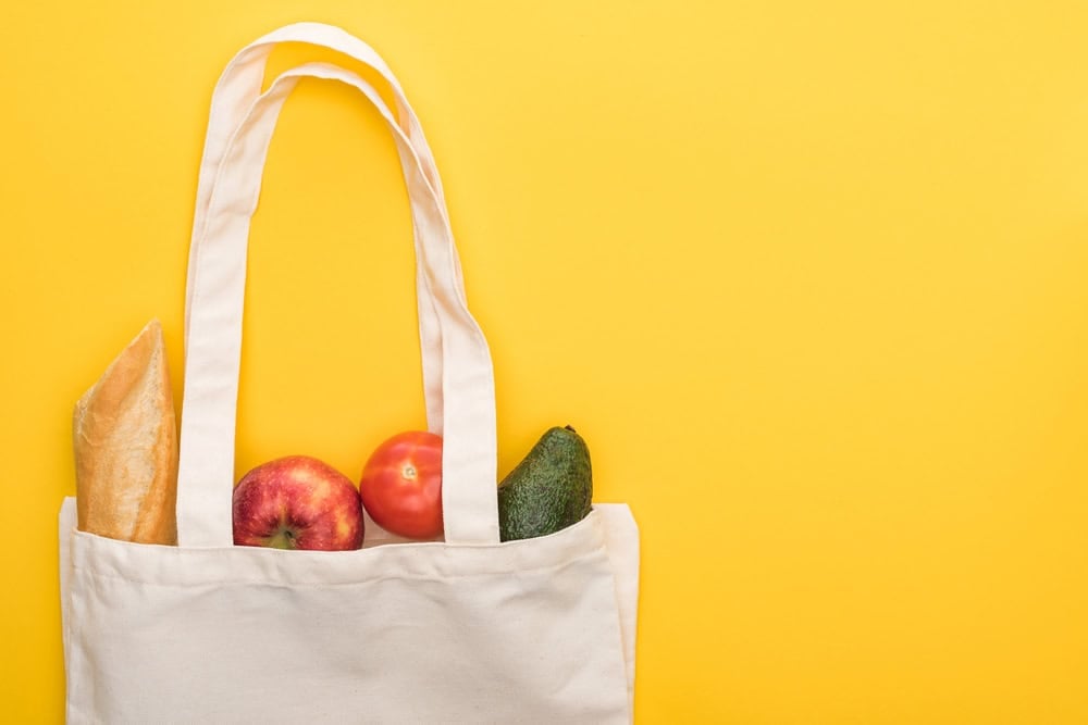 groceries in a cloth bag